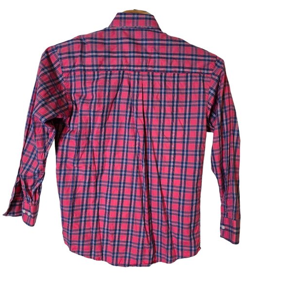 Wrangler George Strait Button Down Shirt Men's Medium Pink Blue Plaid Long Sleev - Picture 3 of 5